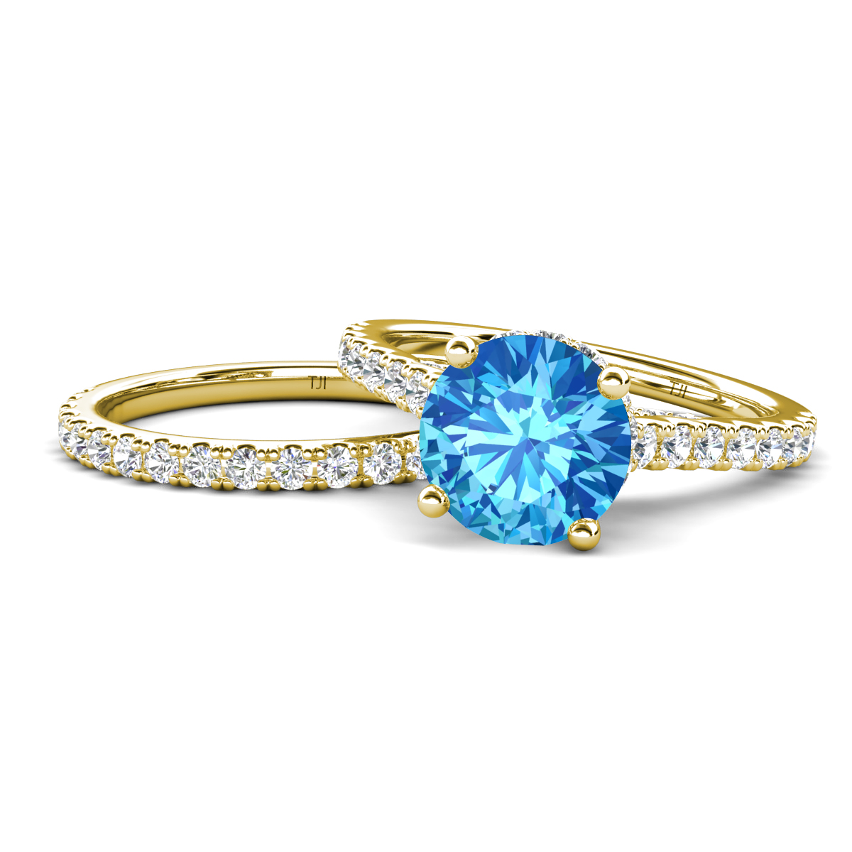 Kalina 2.13 ctw Blue Topaz Accented Lab Grown Diamonds Bridal Set Ring  